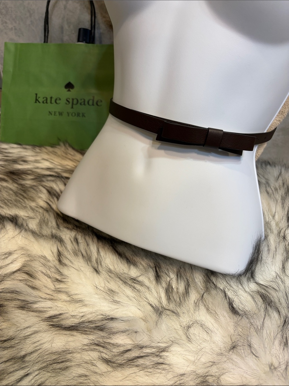 kate spade dark brown skinny leather belt with bow